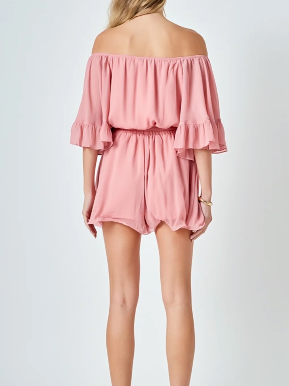 Endless Rose Dusty Pink Off-Shoulder Romper - Picture 2 of 3